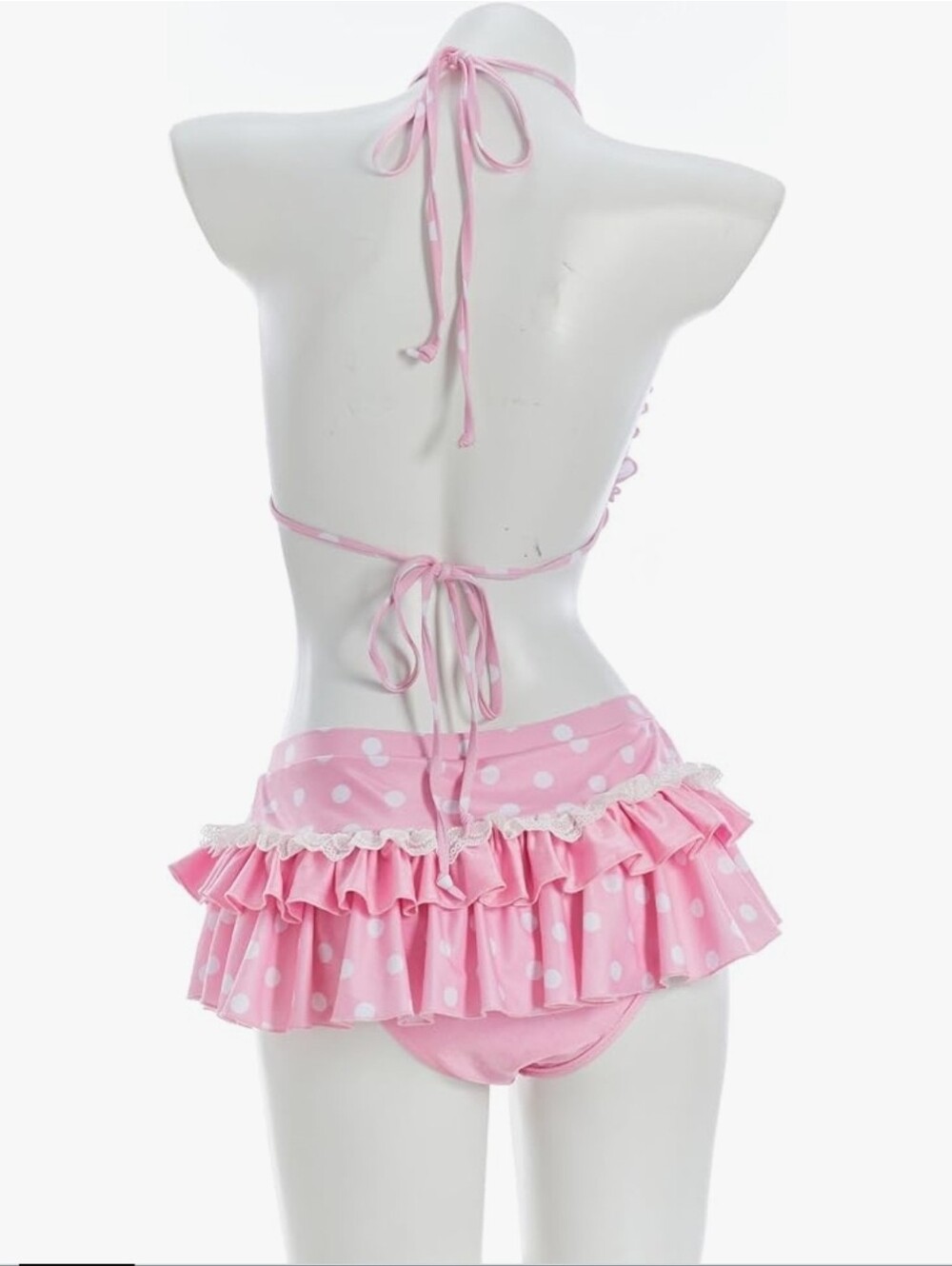 Pink Polka Dot Ruffled Women's Bikini Set - Picture 8 of 8